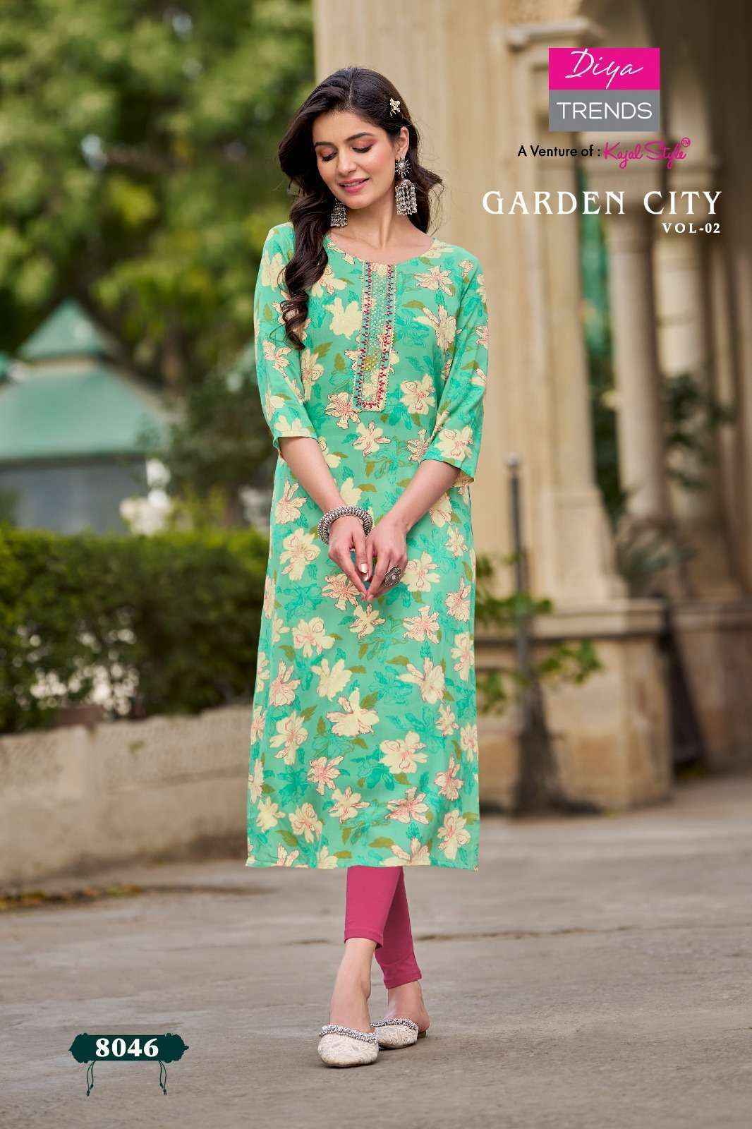 Diya Trends Garden City Vol 2 Rayon Kurti 20 pcs Catalogue