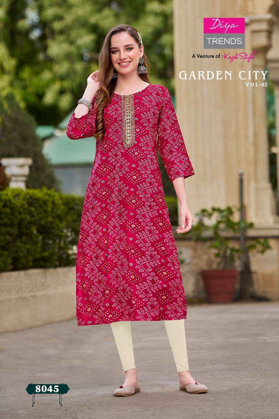 Diya Trends Garden City Vol 2 Rayon Kurti 20 pcs Catalogue