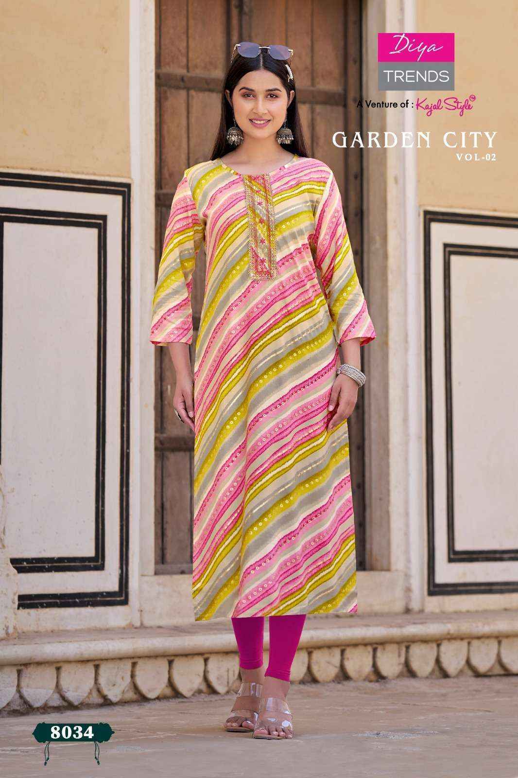 Diya Trends Garden City Vol 2 Rayon Kurti 20 pcs Catalogue