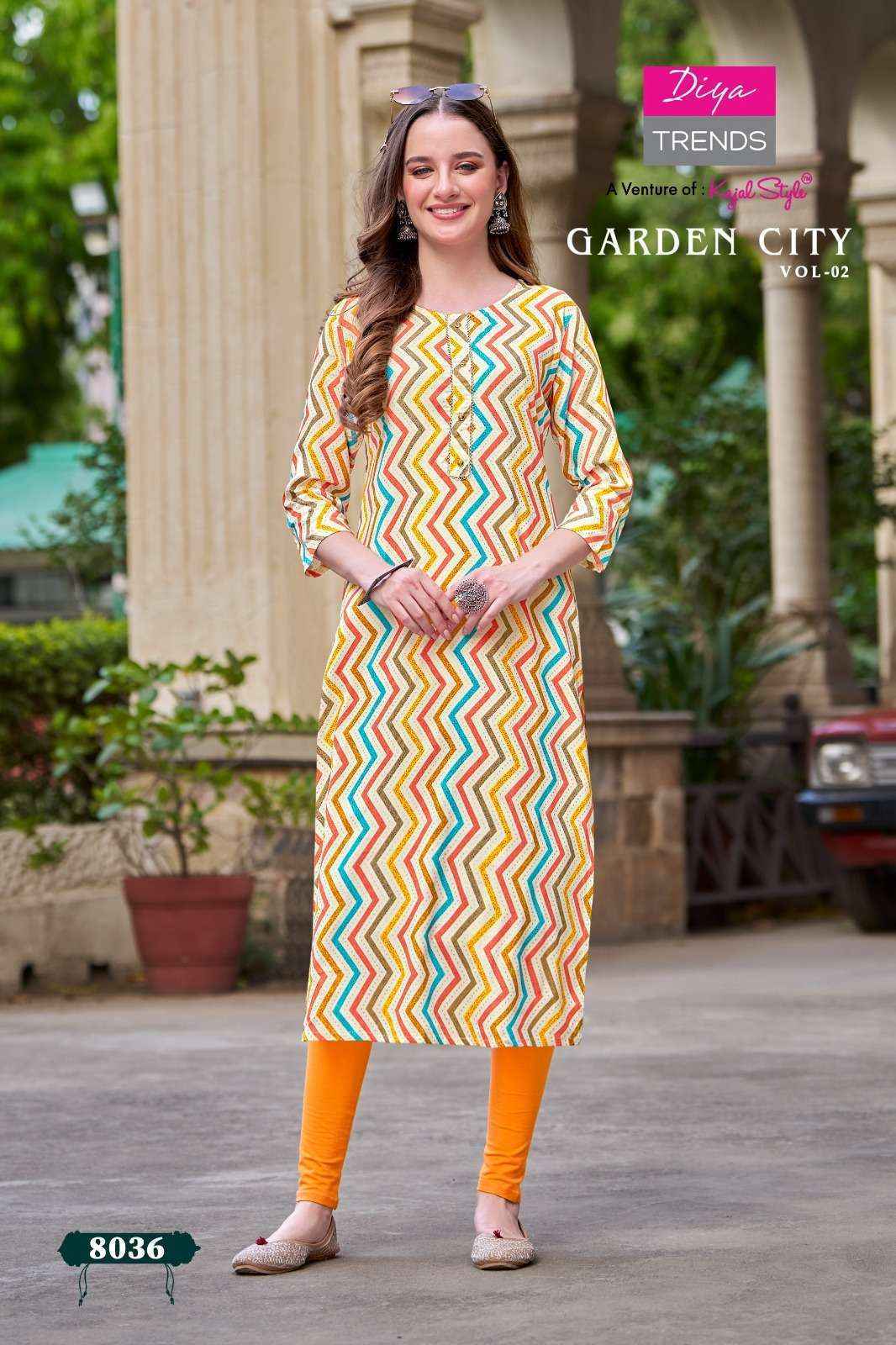Diya Trends Garden City Vol 2 Rayon Kurti 20 pcs Catalogue