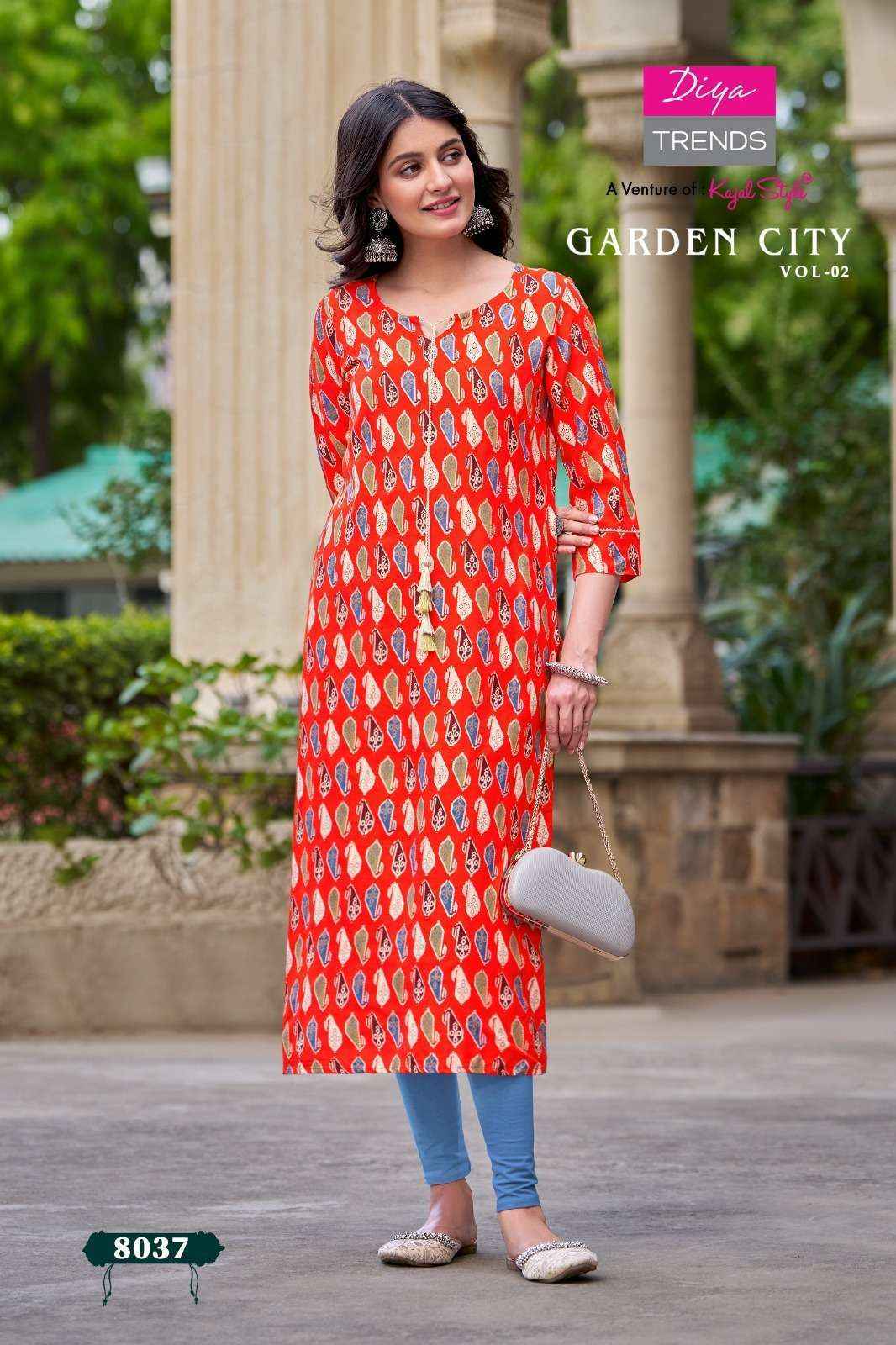 Diya Trends Garden City Vol 2 Rayon Kurti 20 pcs Catalogue