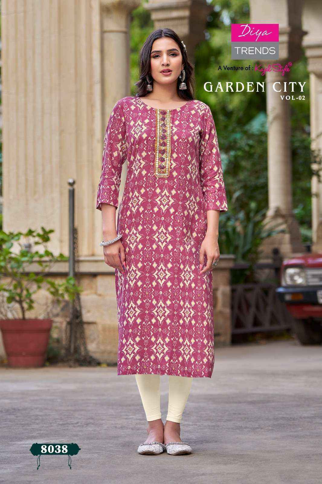 Diya Trends Garden City Vol 2 Rayon Kurti 20 pcs Catalogue