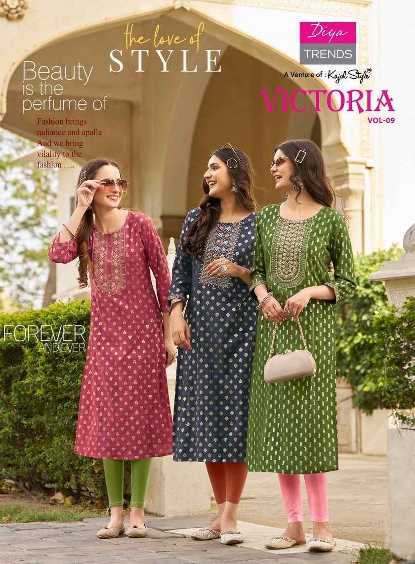Diya Trends Victoria Vol-9 Rayon Kurti 12 pcs Catalogue