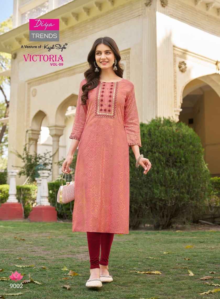 Diya Trends Victoria Vol-9 Rayon Kurti 12 pcs Catalogue