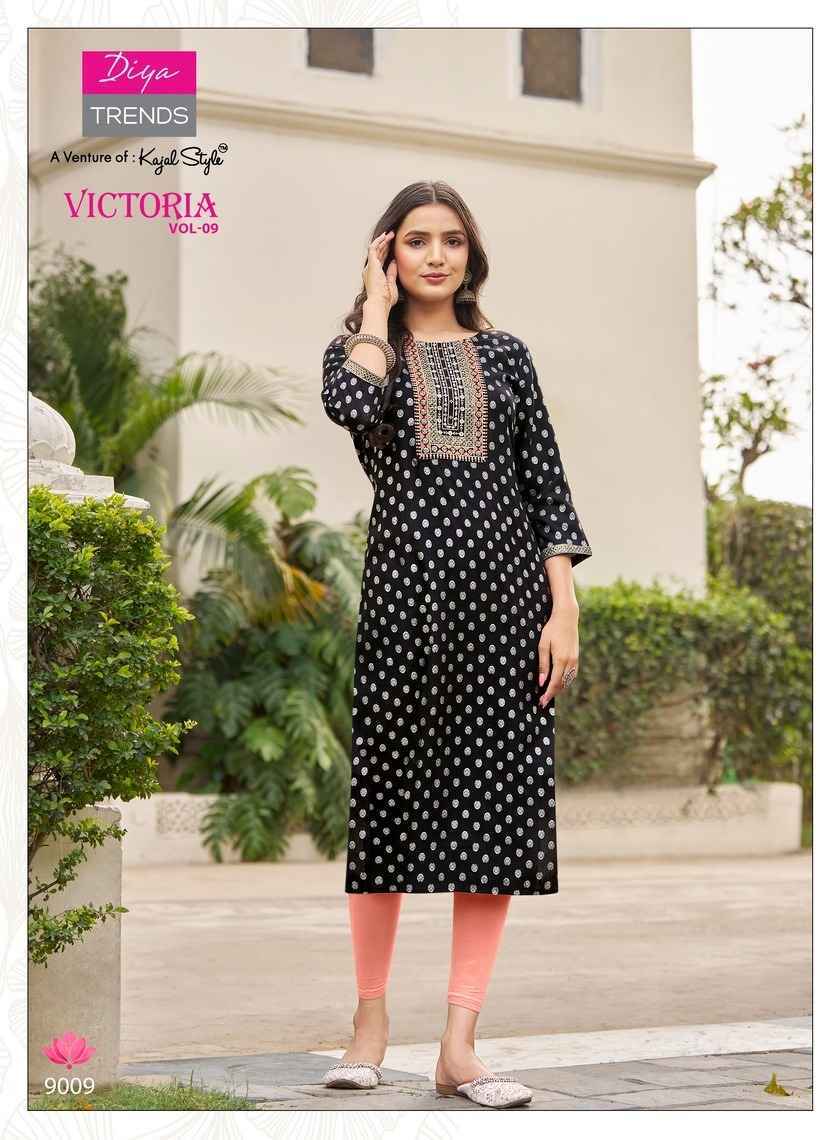 Diya Trends Victoria Vol-9 Rayon Kurti 12 pcs Catalogue