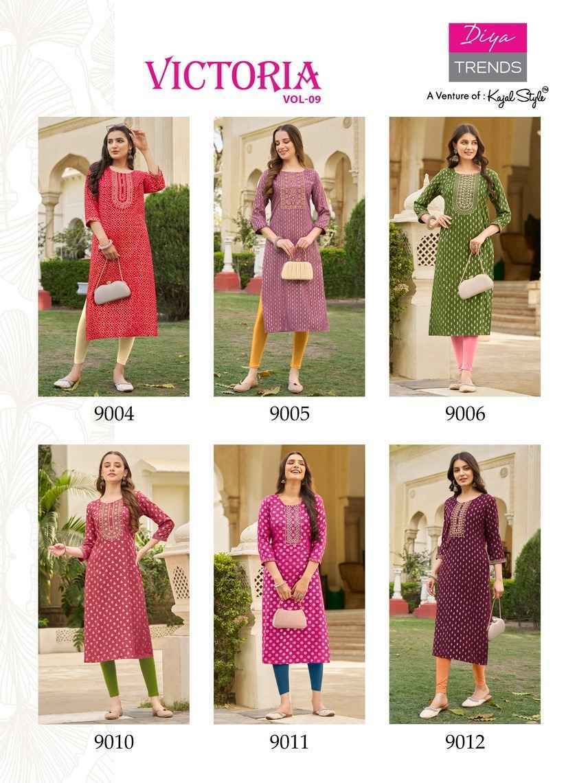 Diya Trends Victoria Vol-9 Rayon Kurti 12 pcs Catalogue