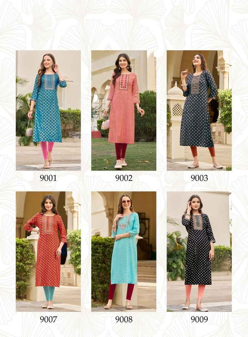 Diya Trends Victoria Vol-9 Rayon Kurti 12 pcs Catalogue