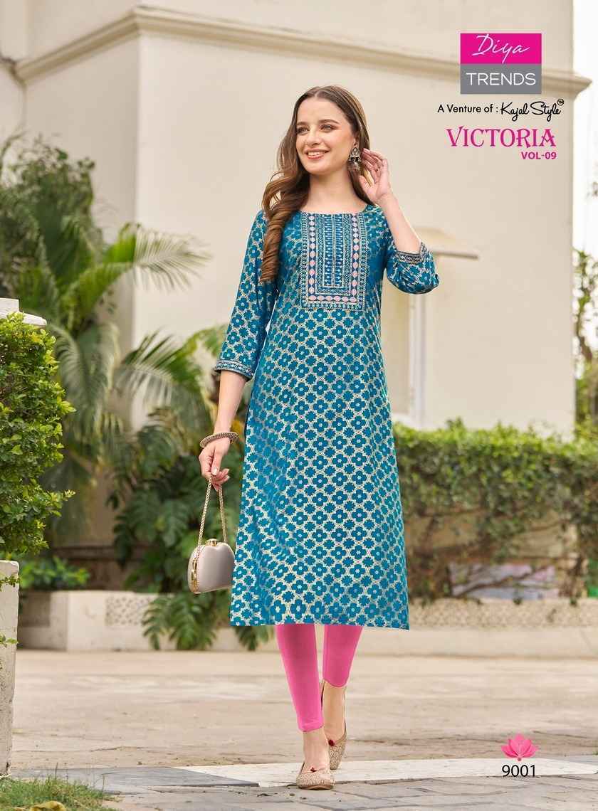 Diya Trends Victoria Vol-9 Rayon Kurti 12 pcs Catalogue