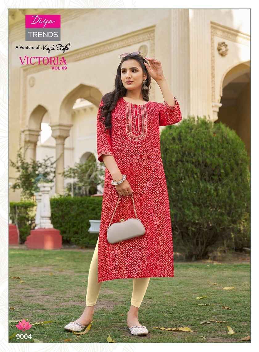 Diya Trends Victoria Vol-9 Rayon Kurti 12 pcs Catalogue