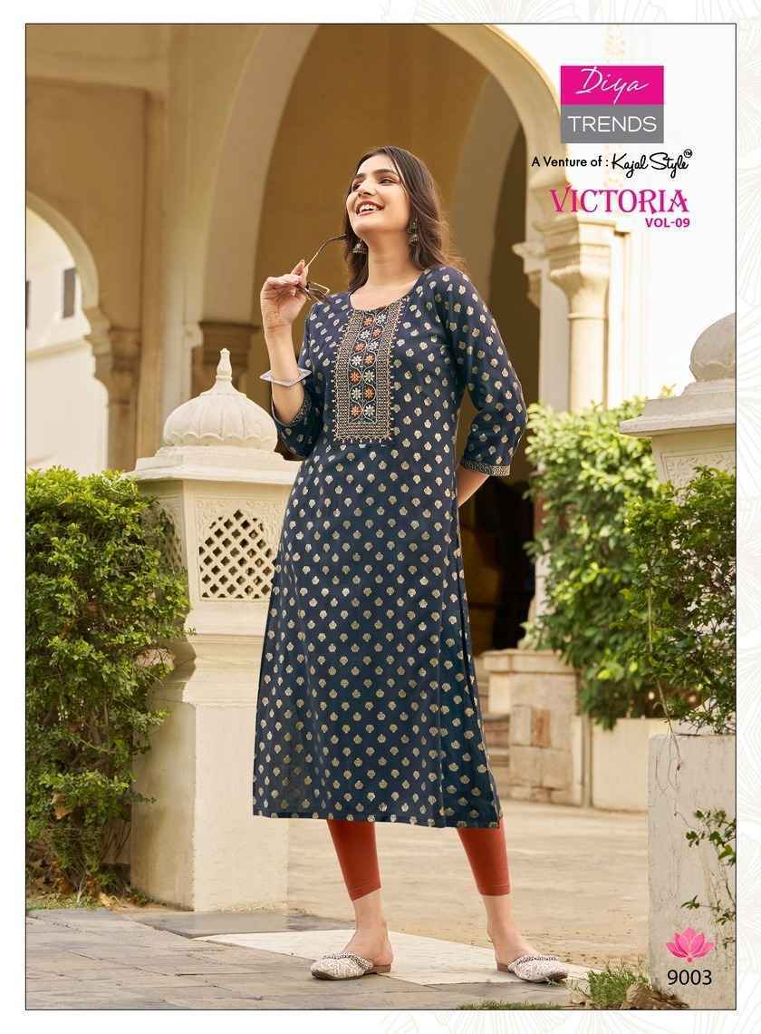 Diya Trends Victoria Vol-9 Rayon Kurti 12 pcs Catalogue