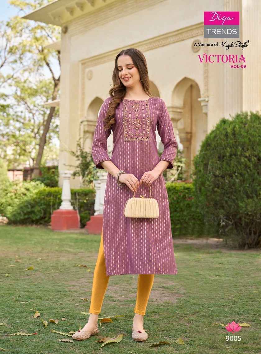 Diya Trends Victoria Vol-9 Rayon Kurti 12 pcs Catalogue