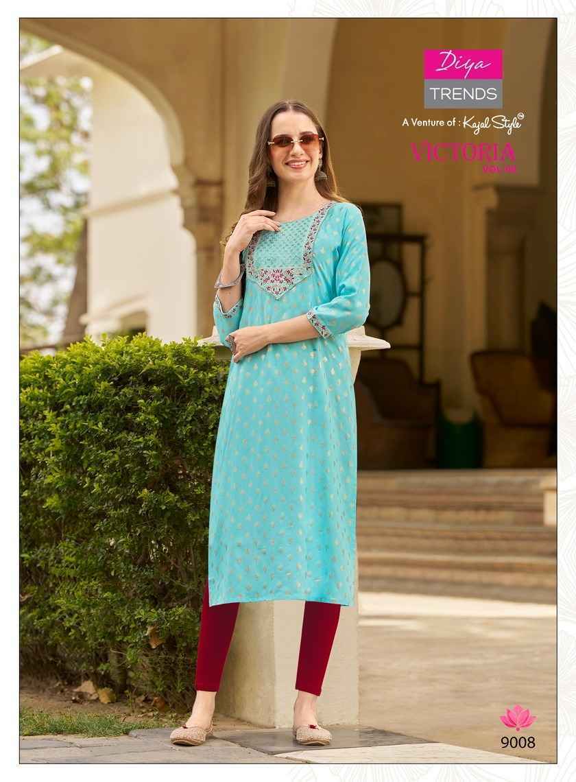 Diya Trends Victoria Vol-9 Rayon Kurti 12 pcs Catalogue