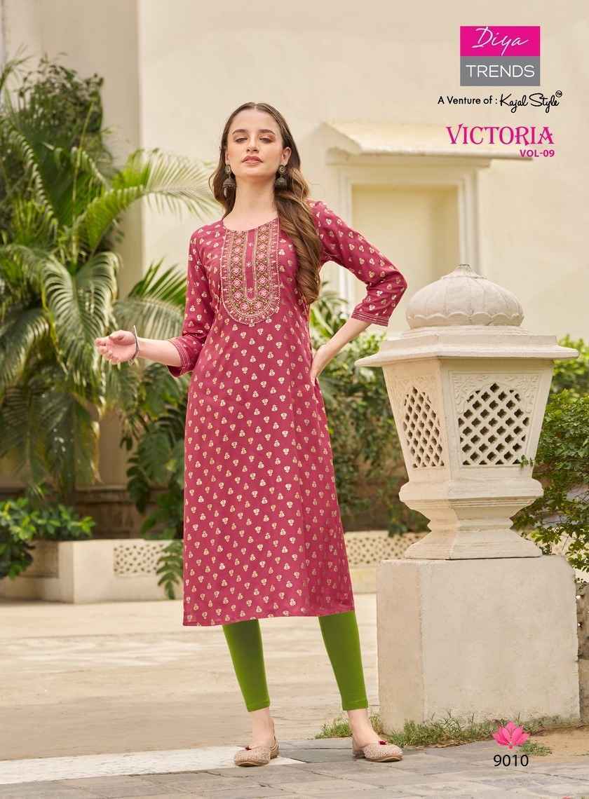 Diya Trends Victoria Vol-9 Rayon Kurti 12 pcs Catalogue