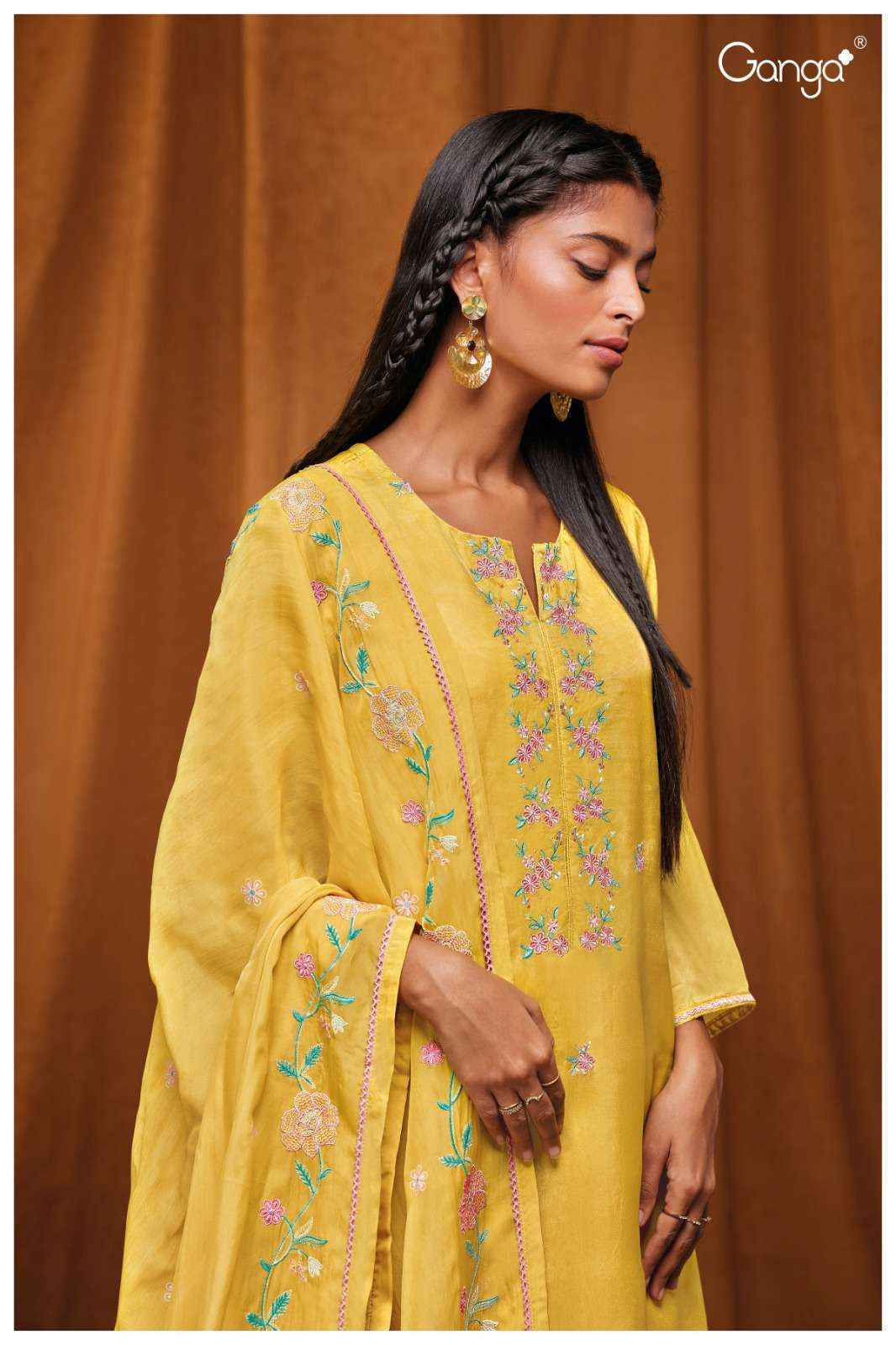 Ganga Yahvi 1713 Silk Dress Material Ganga Ladies Suits Supplier