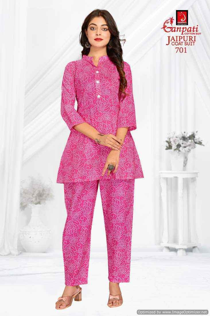 Ganpati Jaipuri Coat Suit Vol-7 Cotton Cord Set 15 pcs Catalogue