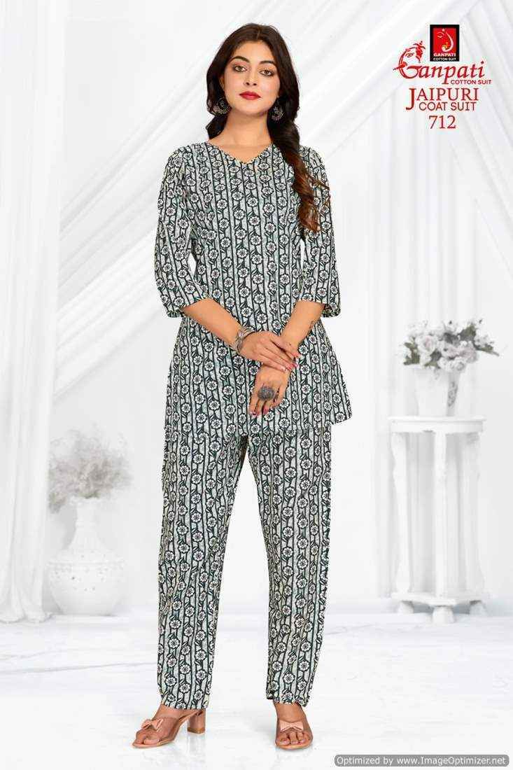 Ganpati Jaipuri Coat Suit Vol-7 Cotton Cord Set 15 pcs Catalogue