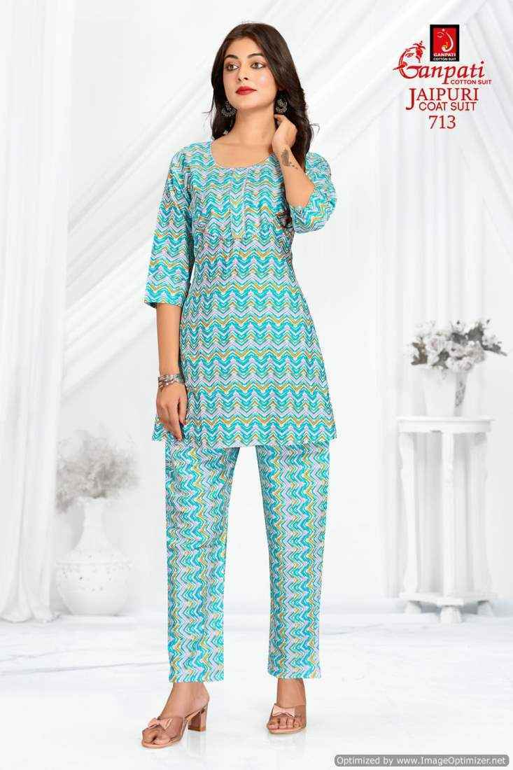 Ganpati Jaipuri Coat Suit Vol-7 Cotton Cord Set 15 pcs Catalogue
