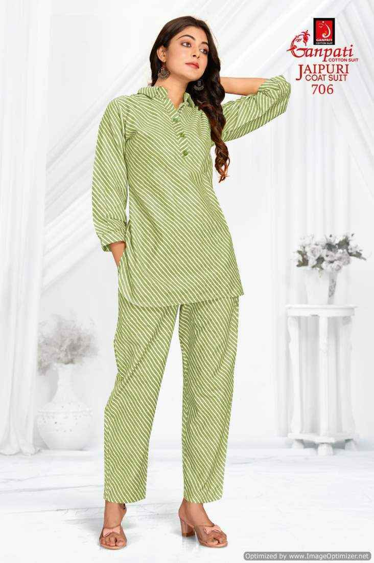 Ganpati Jaipuri Coat Suit Vol-7 Cotton Cord Set 15 pcs Catalogue