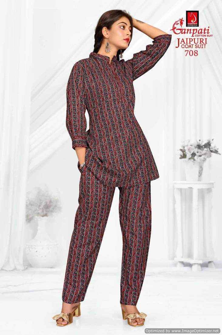 Ganpati Jaipuri Coat Suit Vol-7 Cotton Cord Set 15 pcs Catalogue