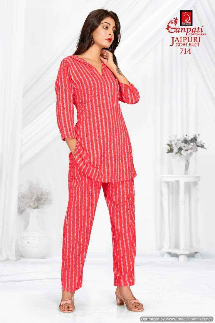 Ganpati Jaipuri Coat Suit Vol-7 Cotton Cord Set 15 pcs Catalogue