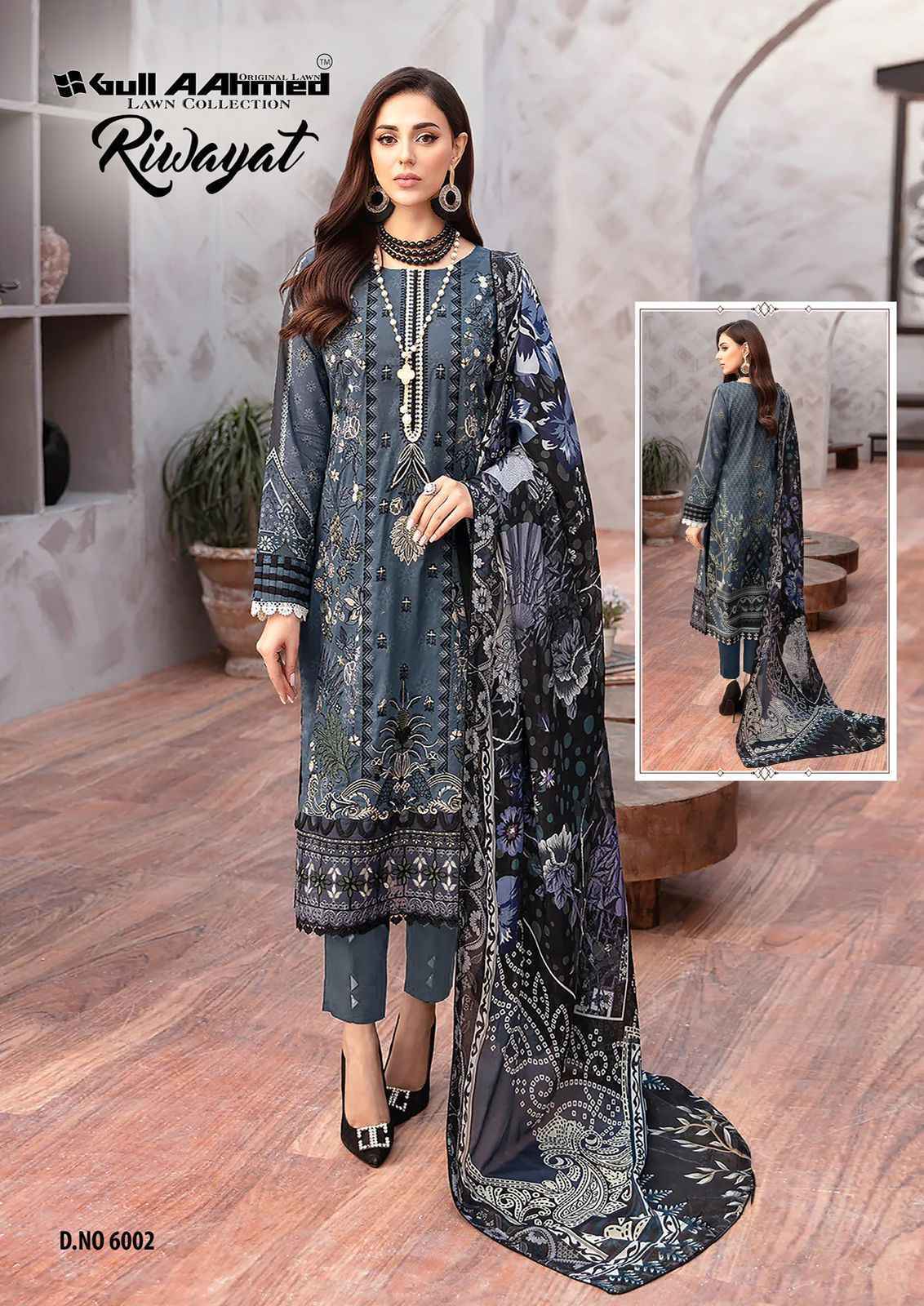 Gull Ahmed Riwayat Vol 6 Lawn Cotton Dress Material 6 Pcs Catalouge