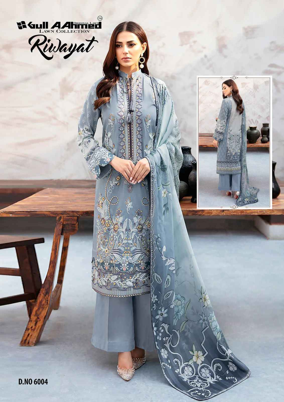 Gull Ahmed Riwayat Vol 6 Lawn Cotton Dress Material 6 Pcs Catalouge