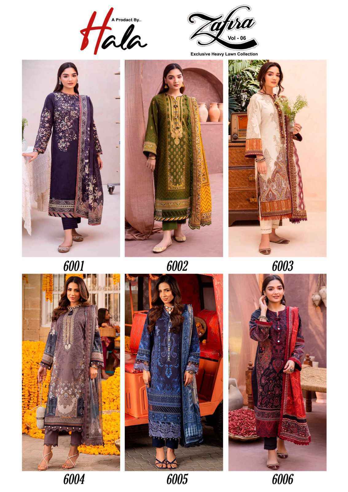 Hala Zafira Vol 6 Cotton Dress Material 6 pcs Catalogue