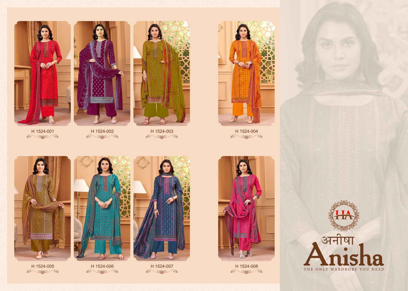 Harshit Anisha Cotton Dress Material 8 Pc Catalog