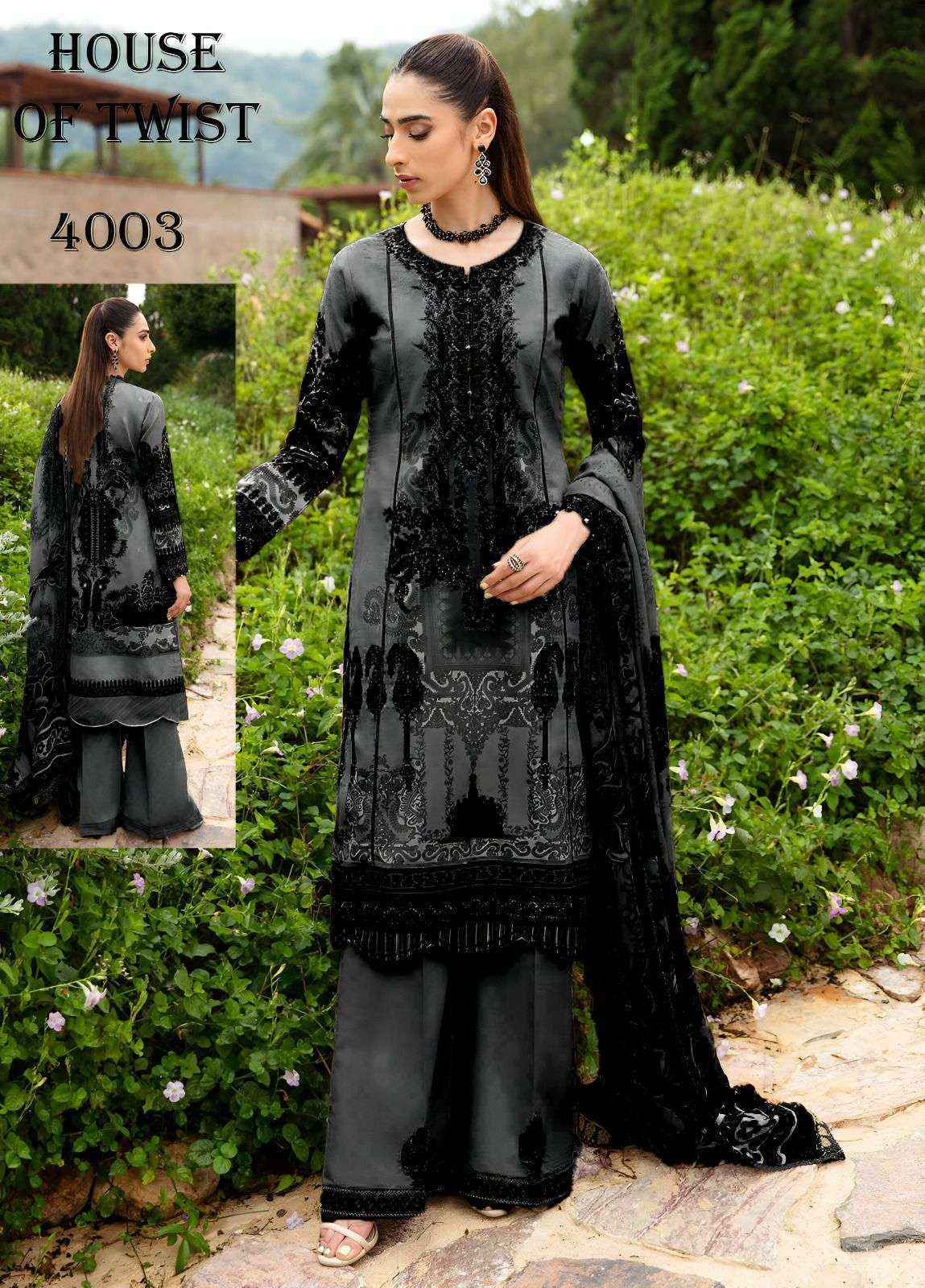 House Of Twist Black & White Cotton Dress Material 6 pcs Catalogue