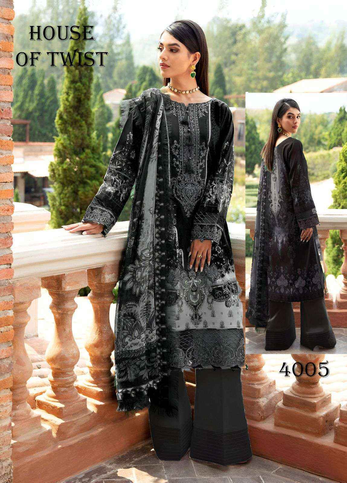 House Of Twist Black & White Cotton Dress Material 6 pcs Catalogue