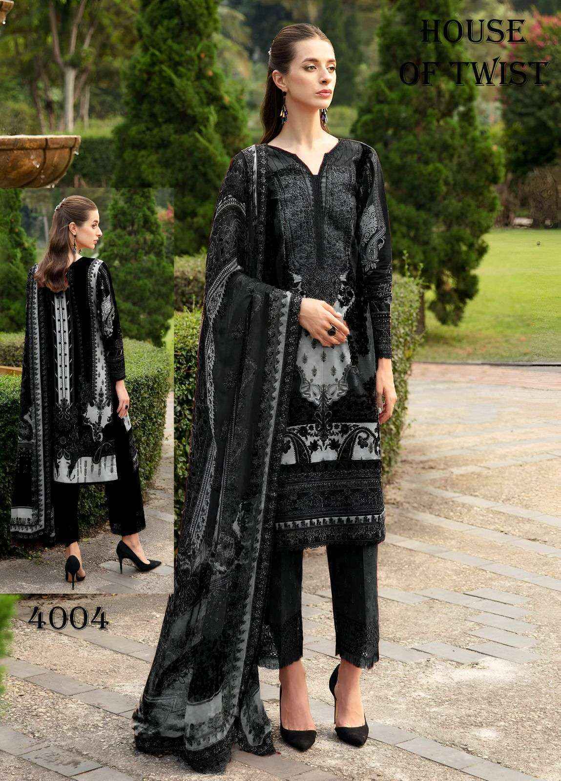 House Of Twist Black & White Cotton Dress Material 6 pcs Catalogue