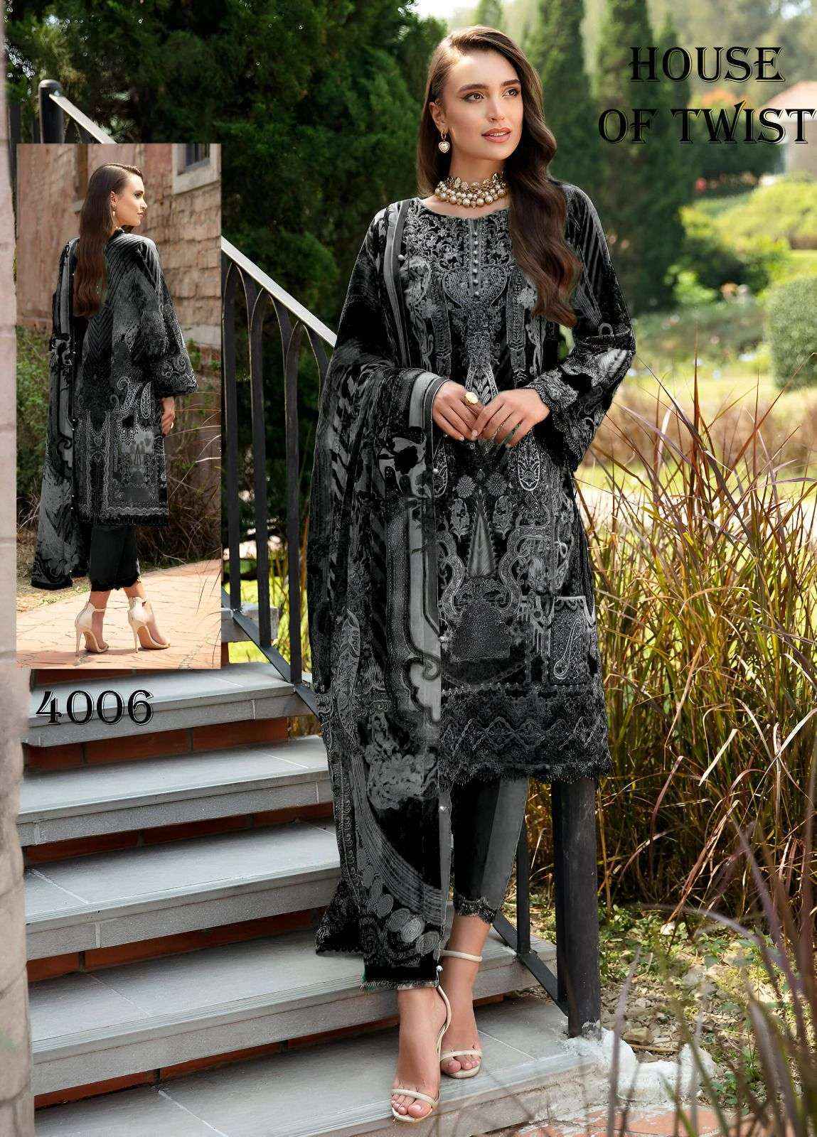 House Of Twist Black & White Cotton Dress Material 6 pcs Catalogue