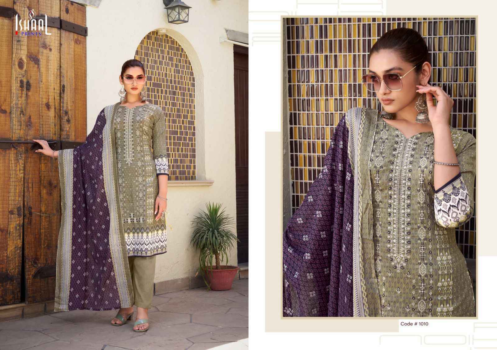 Ishaal Embroidered Vol-9 Lawn Dress Material 10 pcs Catalogue