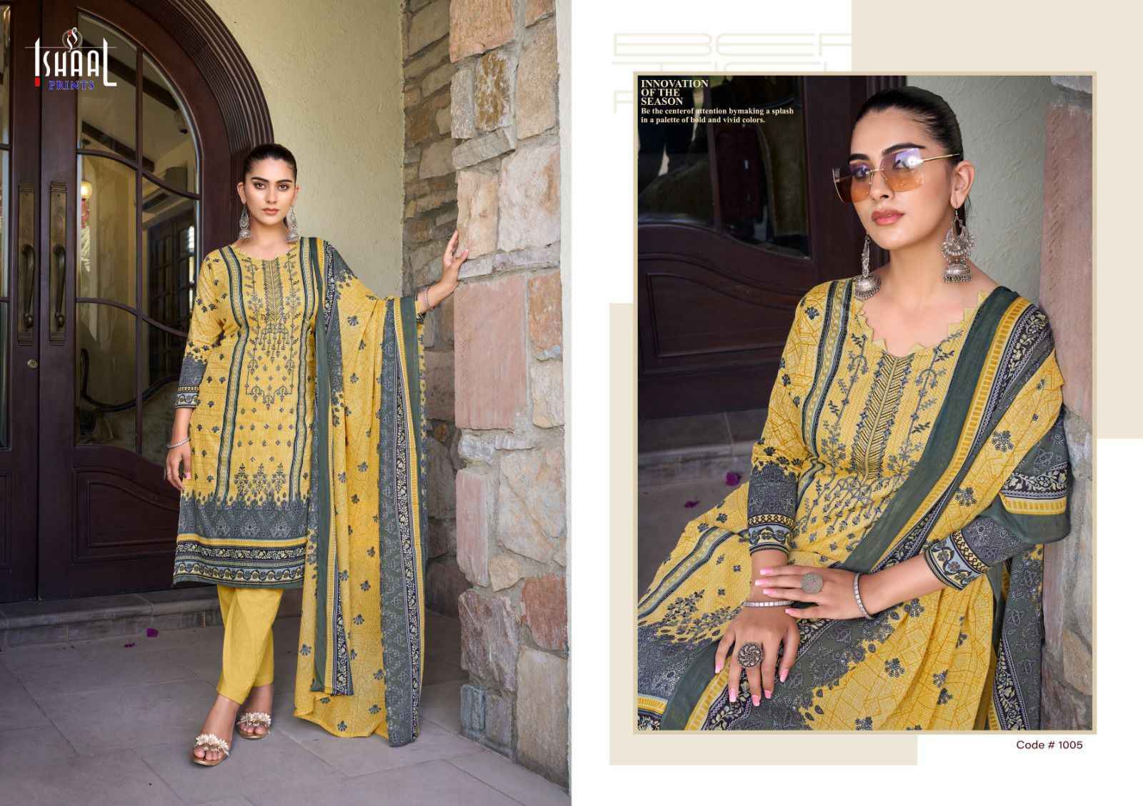 Ishaal Embroidered Vol-9 Lawn Dress Material 10 pcs Catalogue