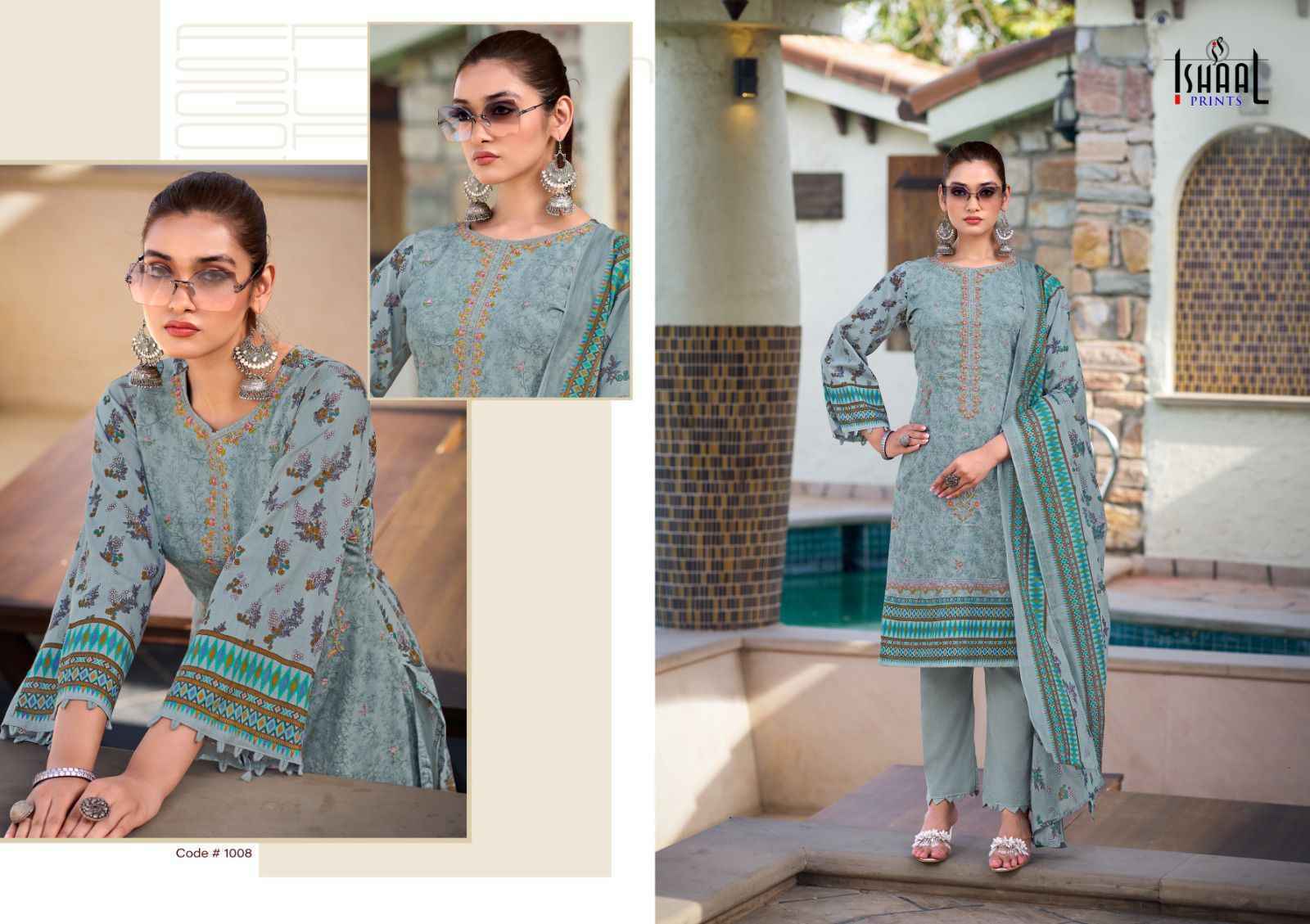 Ishaal Embroidered Vol-9 Lawn Dress Material 10 pcs Catalogue