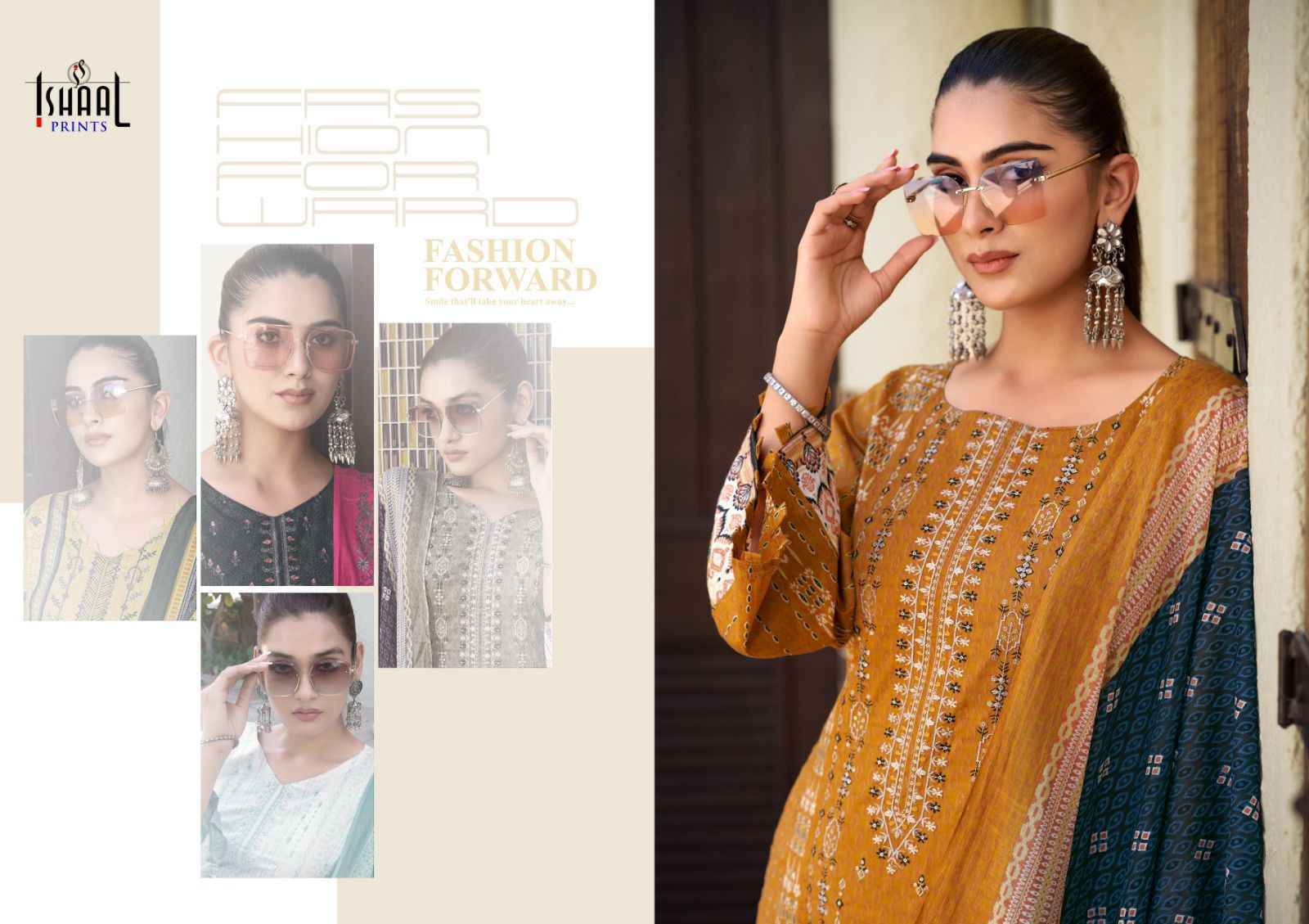 Ishaal Embroidered Vol-9 Lawn Dress Material 10 pcs Catalogue