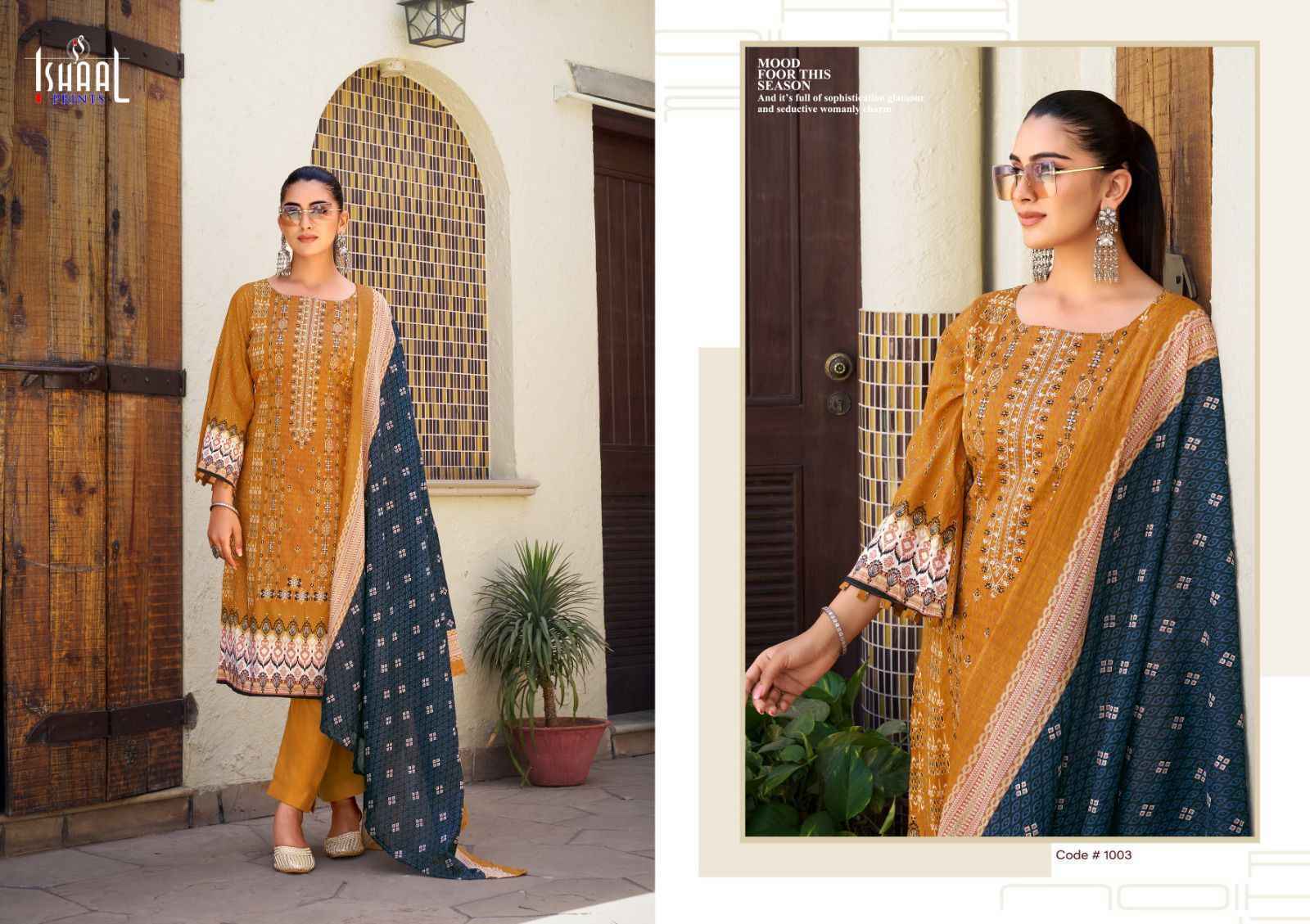 Ishaal Embroidered Vol-9 Lawn Dress Material 10 pcs Catalogue