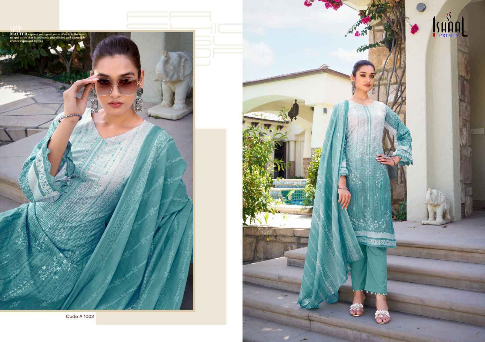Ishaal Embroidered Vol-9 Lawn Dress Material 10 pcs Catalogue