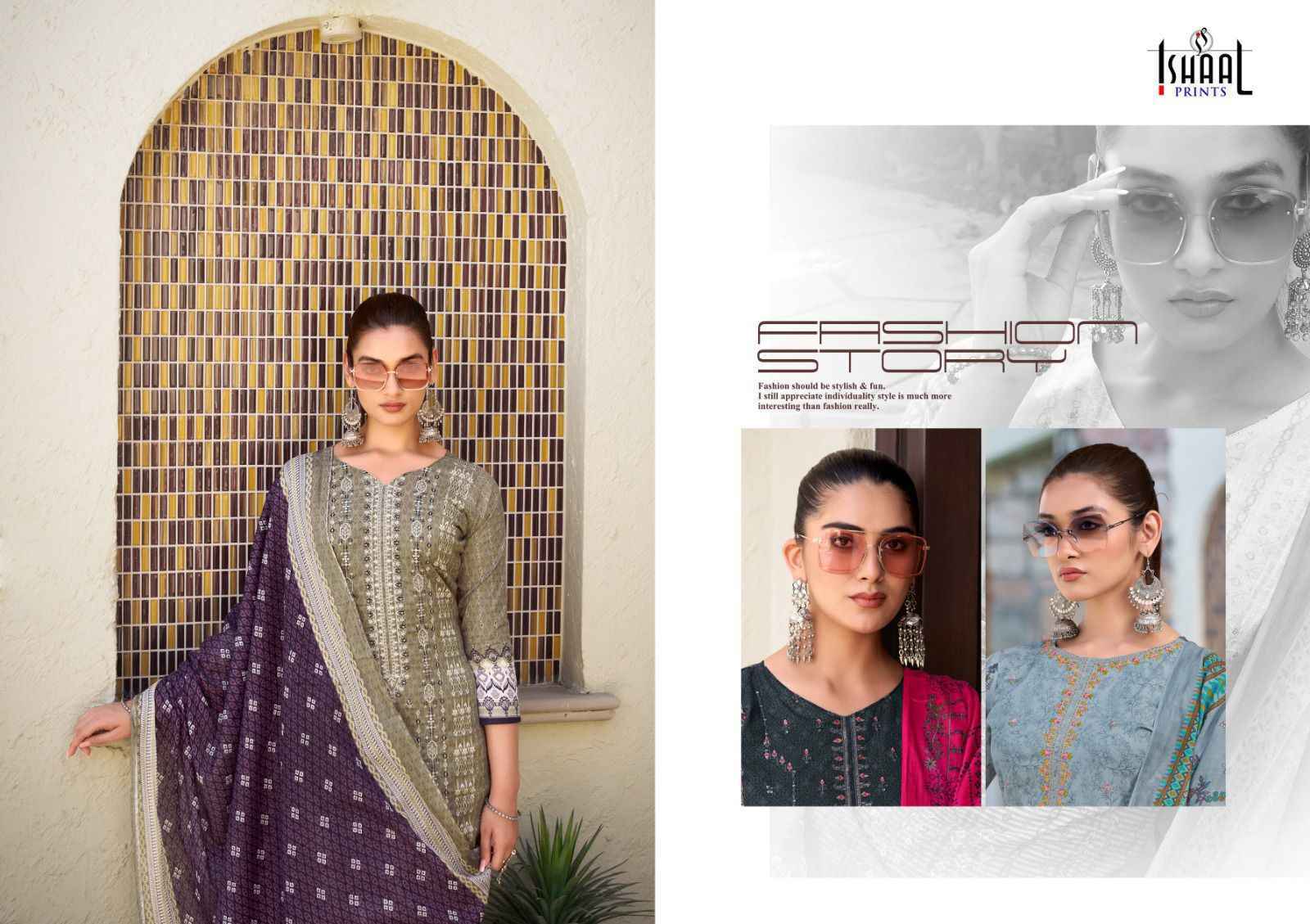 Ishaal Embroidered Vol-9 Lawn Dress Material 10 pcs Catalogue