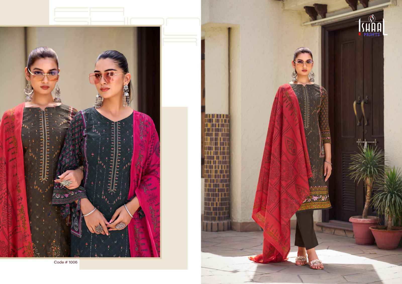 Ishaal Embroidered Vol-9 Lawn Dress Material 10 pcs Catalogue
