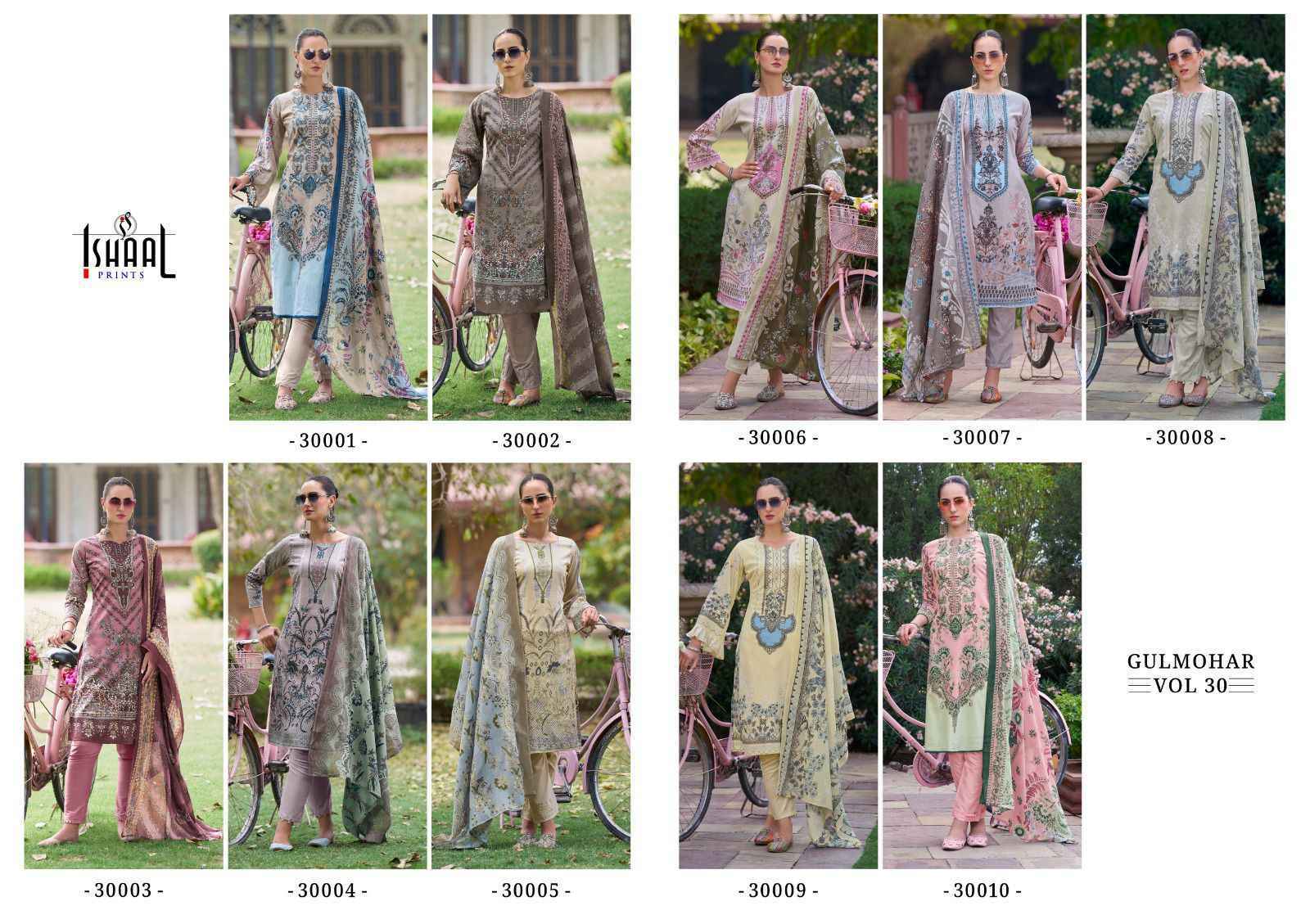 Ishaal Prints Gulmohar Vol 30 Pure Lawn Dress Material 10 Pc Catalouge