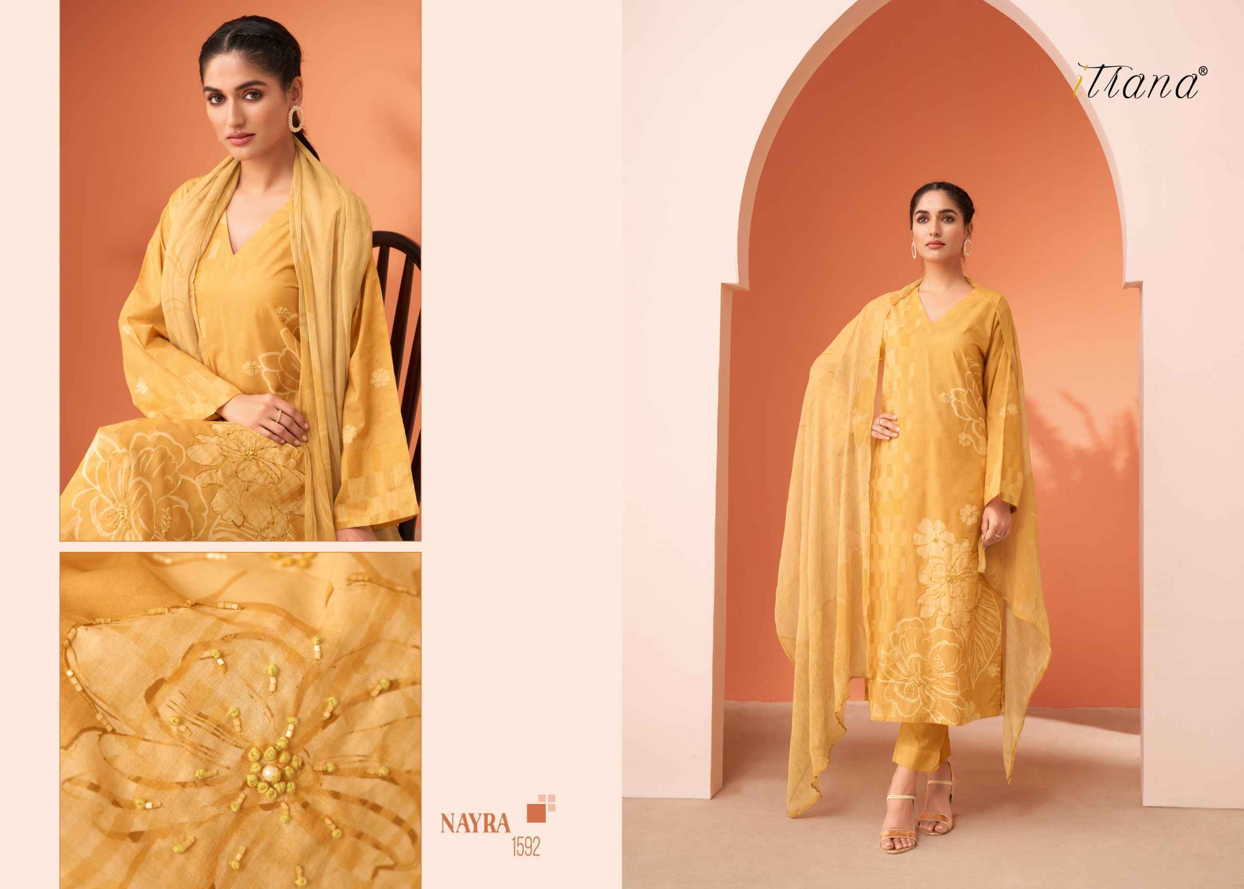 Itrana Nayra Lawn Cotton Dress Material 6 Pc Catalog