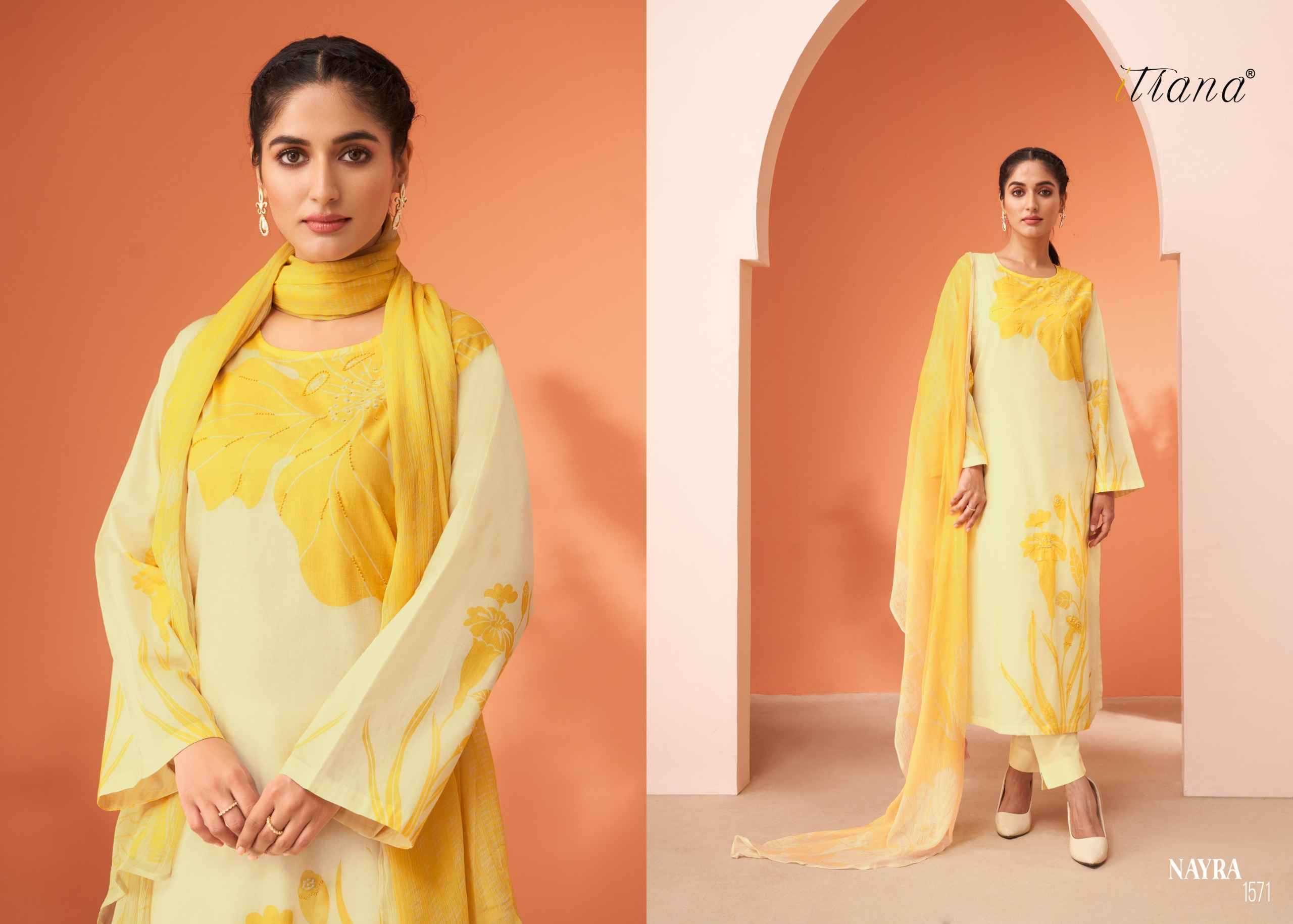 Itrana Nayra Lawn Cotton Dress Material 6 Pc Catalog