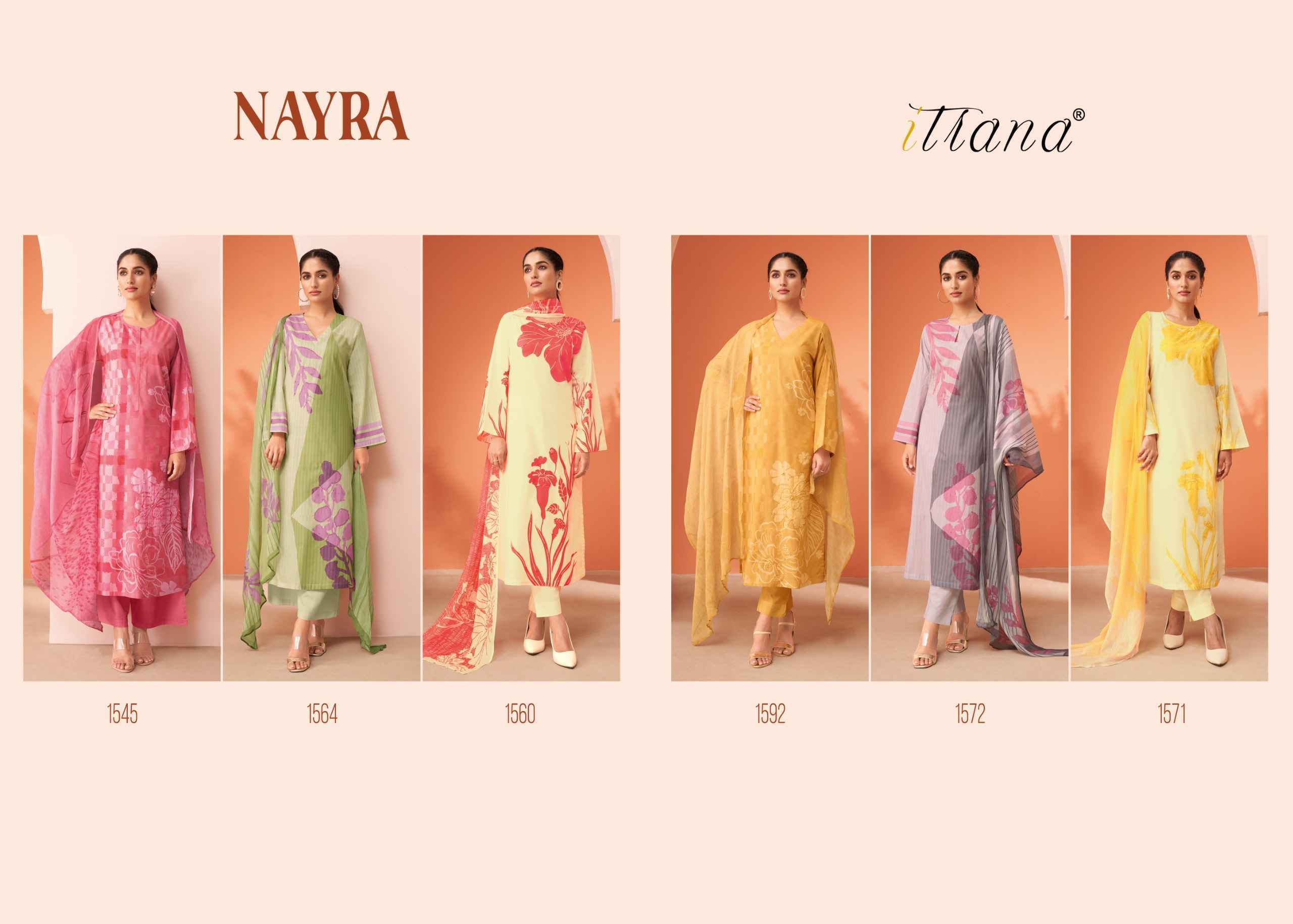 Itrana Nayra Lawn Cotton Dress Material 6 Pc Catalog