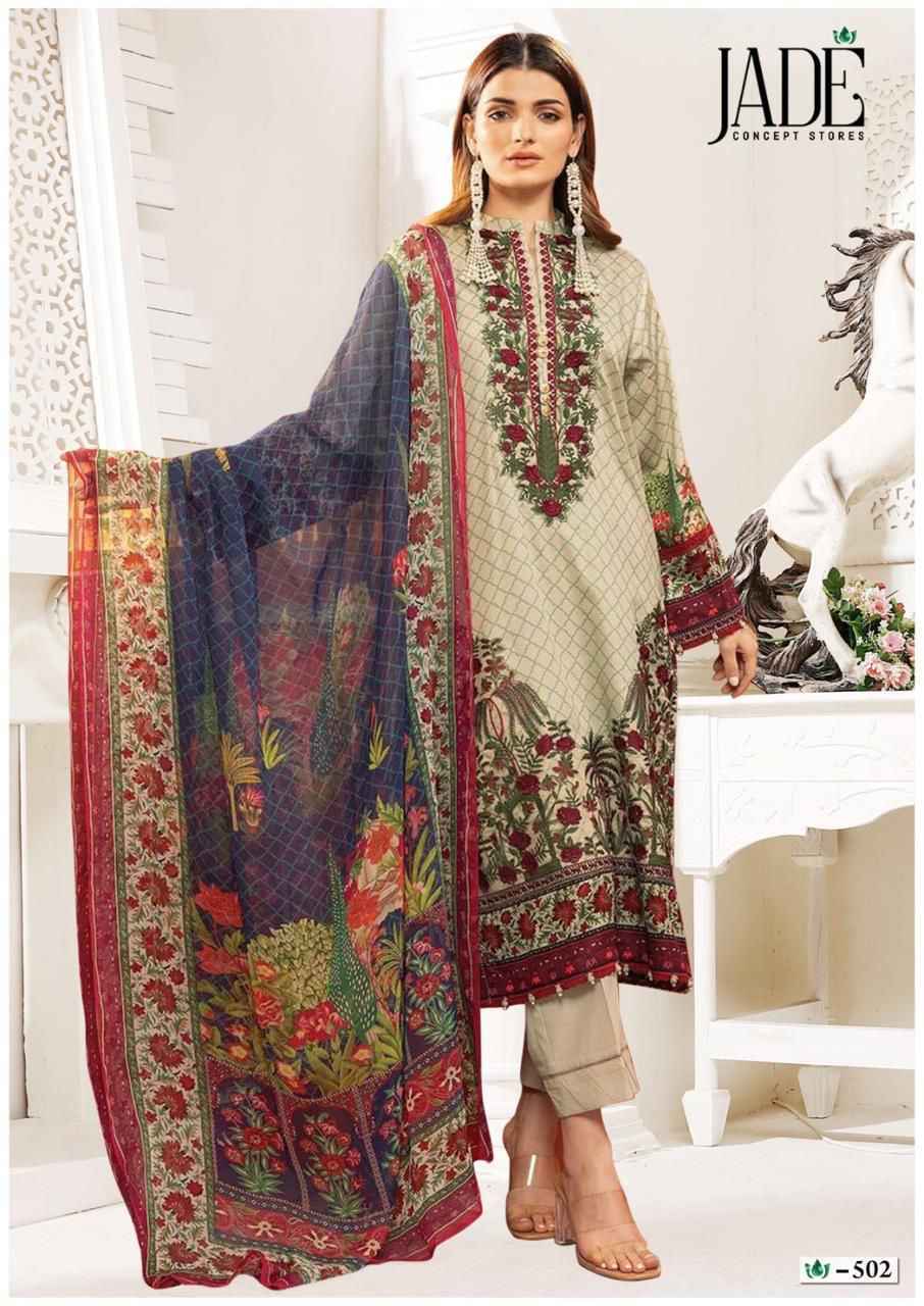 Jade Crimson Exclusive Heavy Lawn Collection Vol 5 Lawn Cotton Dress Material 6 pc Cataloge