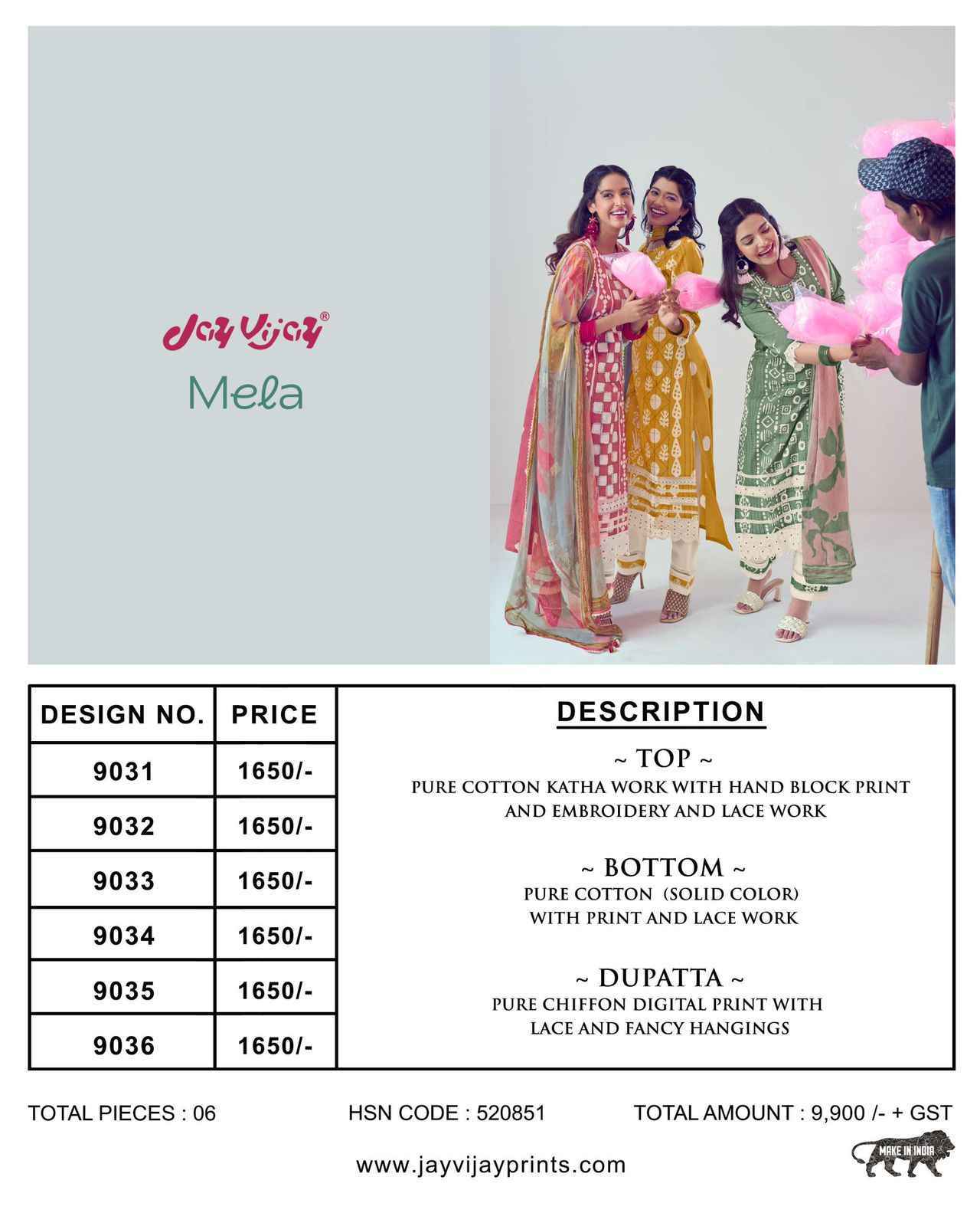 Jay Vijay Mela Cotton Dress Material 6 pcs Catalogue