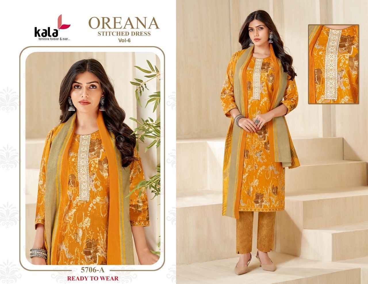Kala Oreana Vol-6 Readymade Heavy Cotton Dress 12 Pc Catalog