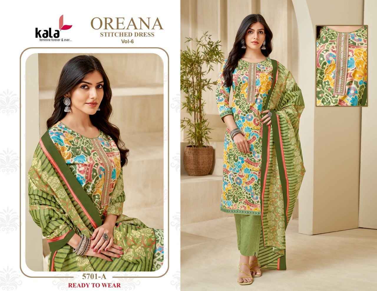 Kala Oreana Vol-6 Readymade Heavy Cotton Dress 12 Pc Catalog