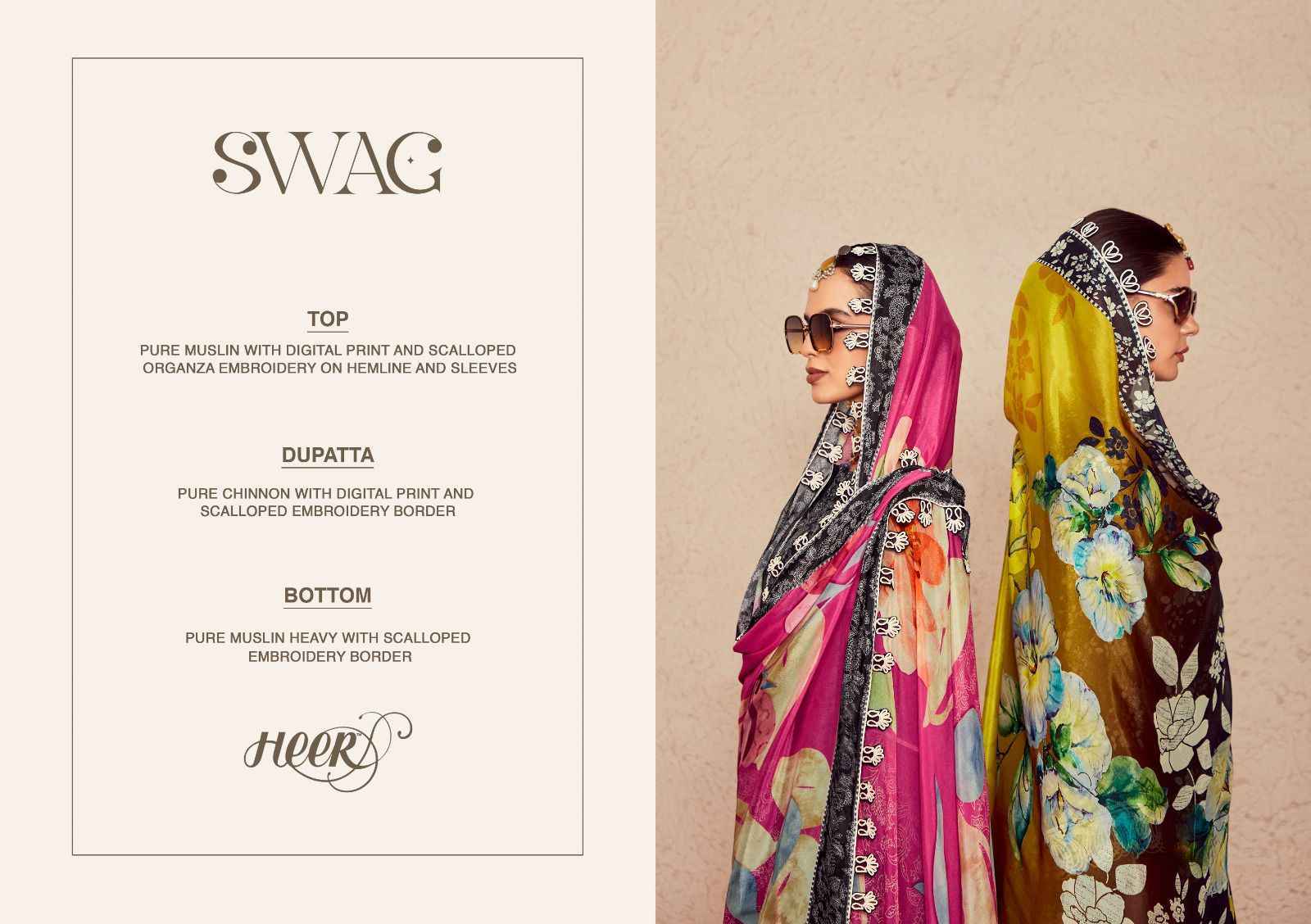 Kimora Heer Swag Muslin Dress Material 6 pcs Catalogue