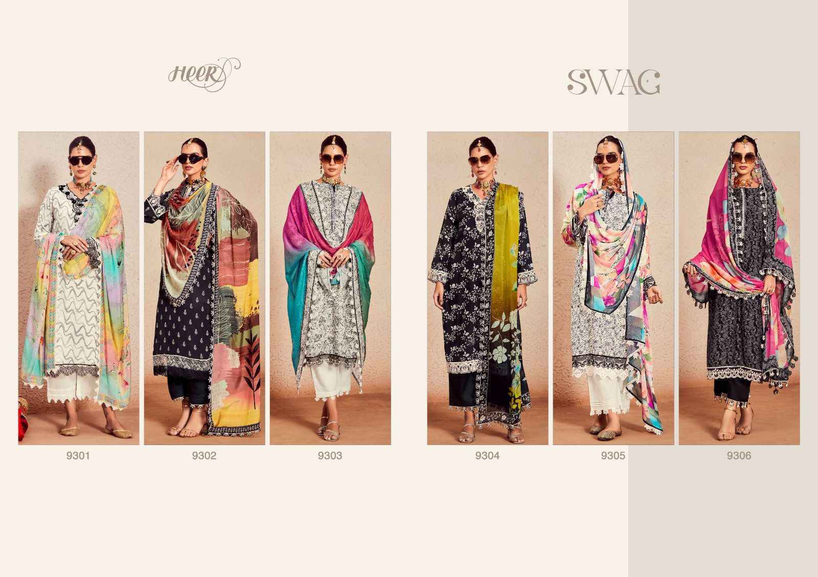 Kimora Heer Swag Muslin Dress Material 6 pcs Catalogue